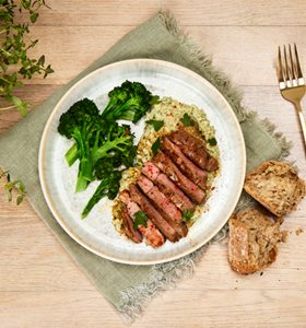 Citrus Lamb Leg Steaks with Bean Mash