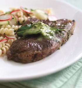 Lamb Rumps with Pesto Butter