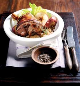 Lamb Shanks with Cider, Apple, Rosemary and Beans
