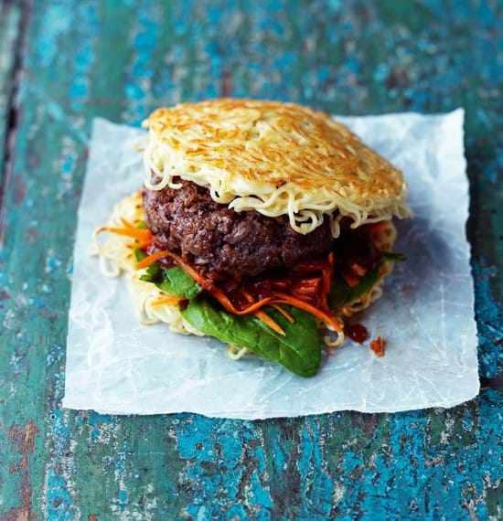 Ramen Burgers with Tonkatsu Sauce