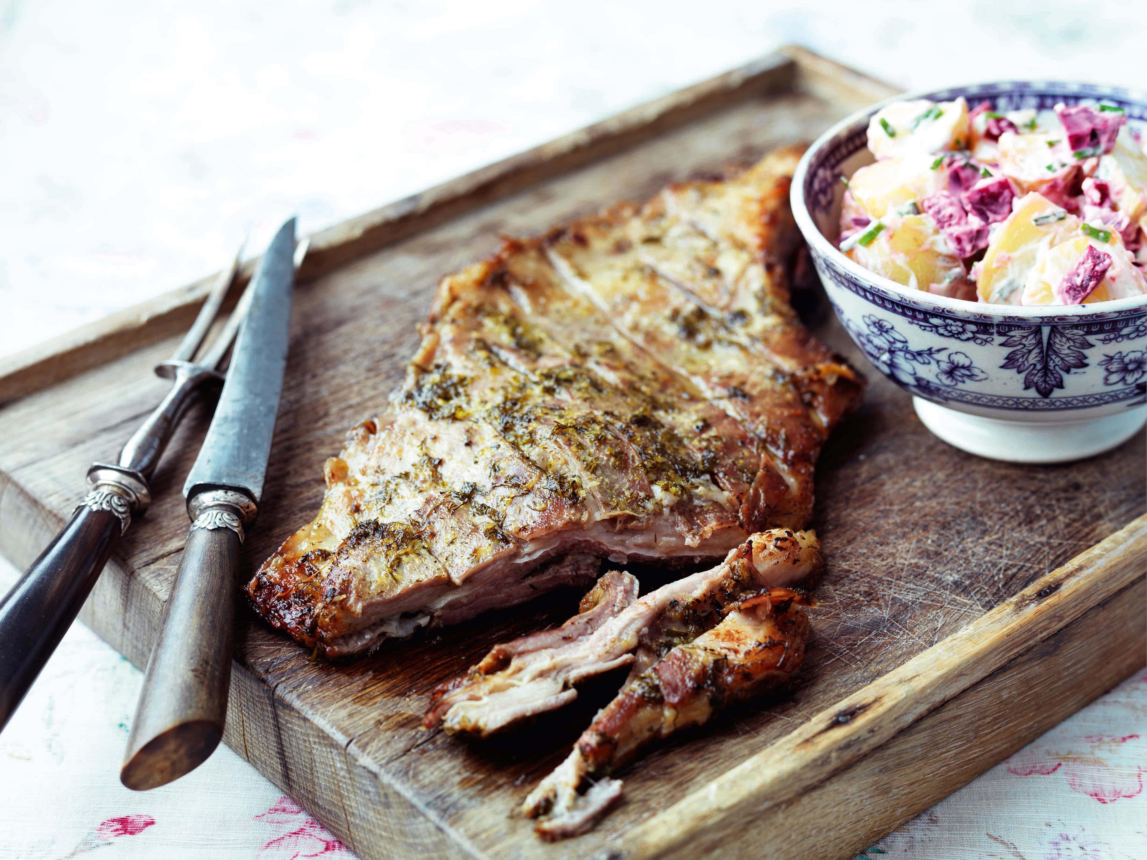 Slow Cooked Lamb Breast with Dill and Lemon