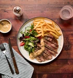 Sirloin Steak with Chips and Salad